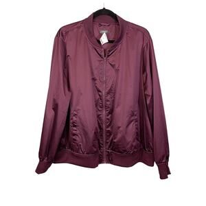 City Streets Maroon Full Zip Sportswear Varsity Bomber Jacket Plus Size 3X NWT